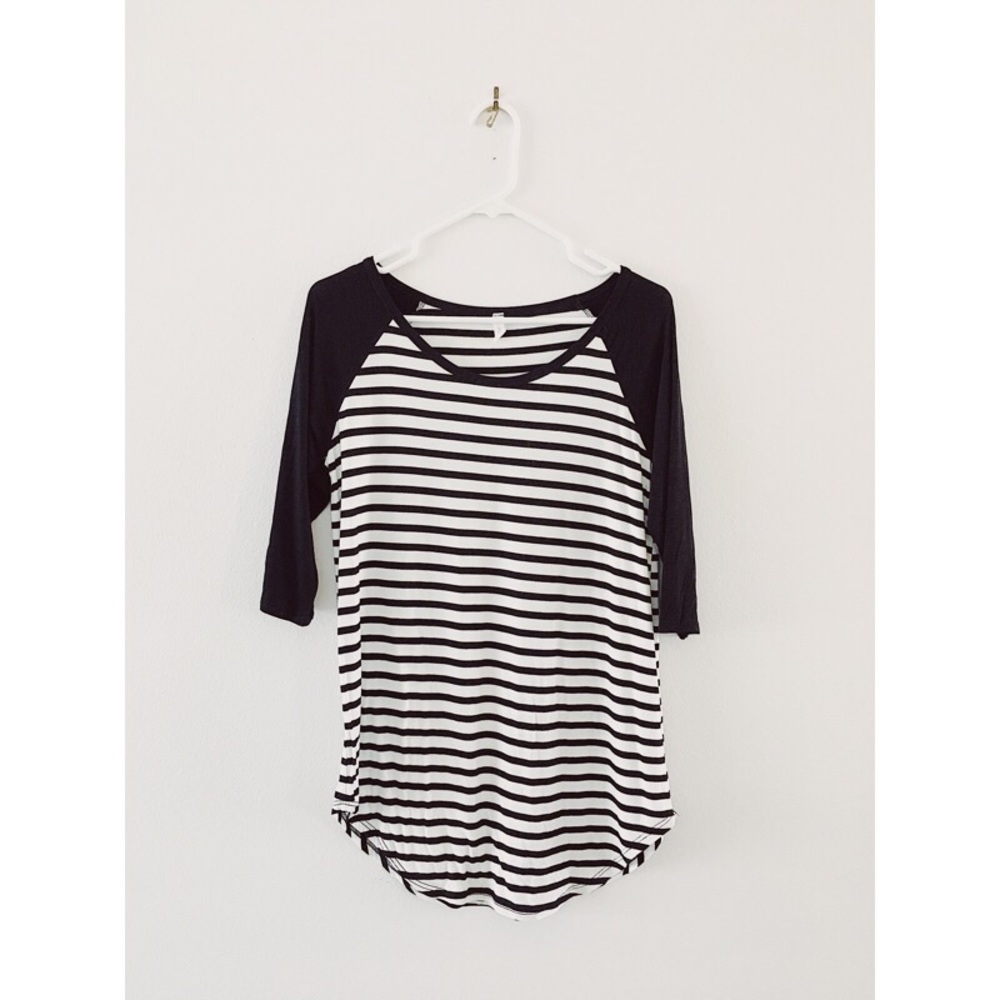 Maternity Baseball Striped Top 3/4 Sleeve